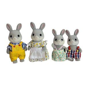 Calico Critters Cottontail Family Rabbit Dad Mom Son Daughter Epoch Vintage 1985